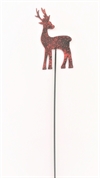 Stikpynt i dekorationer m.m. Metal Hjort på metalpind. Hjorten måler ca. 8,5 x 4,4 cm.
